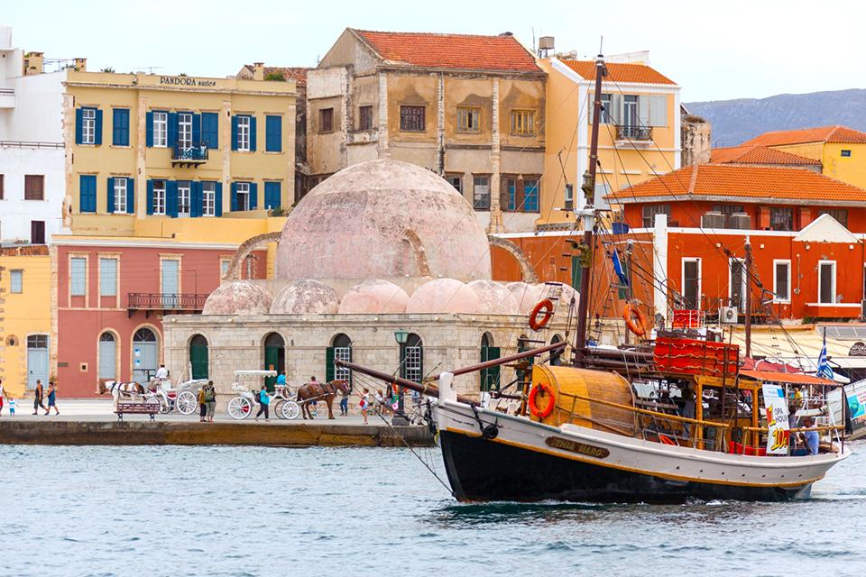 De haven van Chania, Kreta, Griekenland