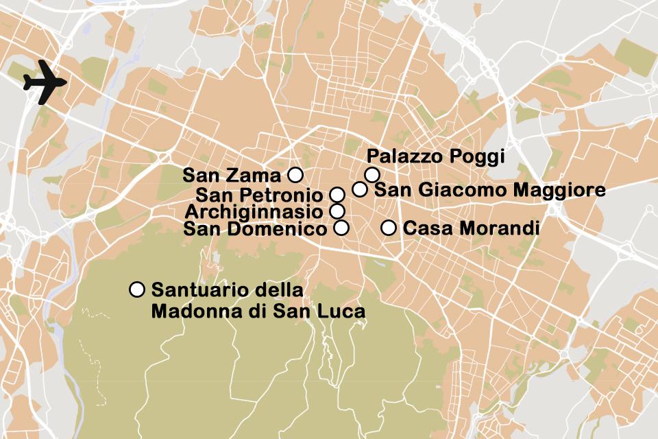 Routekaart Verborgen schatten van Bologna