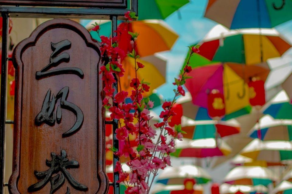 De kleurrijke paraplu's van Concubine Lane Ipoh Maleisië