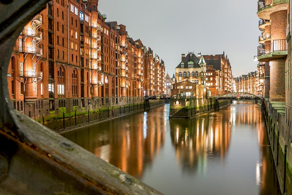 Avond in Hamburg, Duitsland