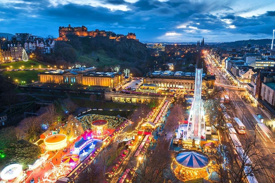 Edinburgh Castle, Christmas, Schotland, Groot-Brittannië