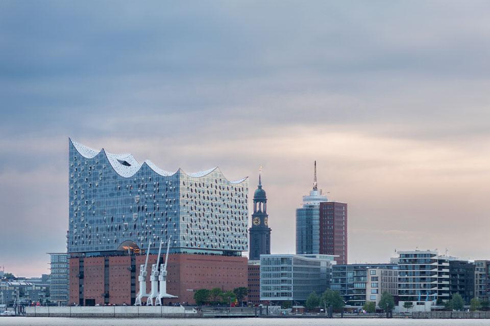 Elbphilharmonie in de winter, Hamburg, Duitsland