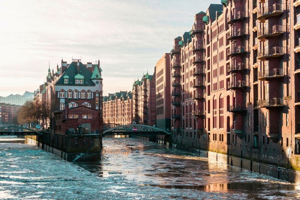 Speicherstadt winter Hamburg Duitsland