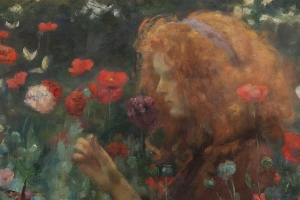 Meisje in het klaprozenveld (of Klaprozen), Dora Hitz, 1891