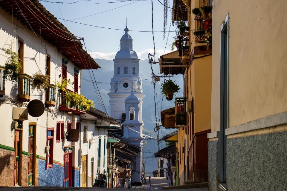 Het mooie centrum van Salamina, Colombia