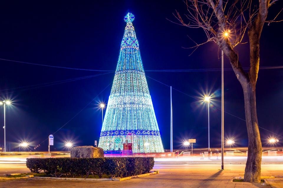 Bari met kerstversiering, Italië