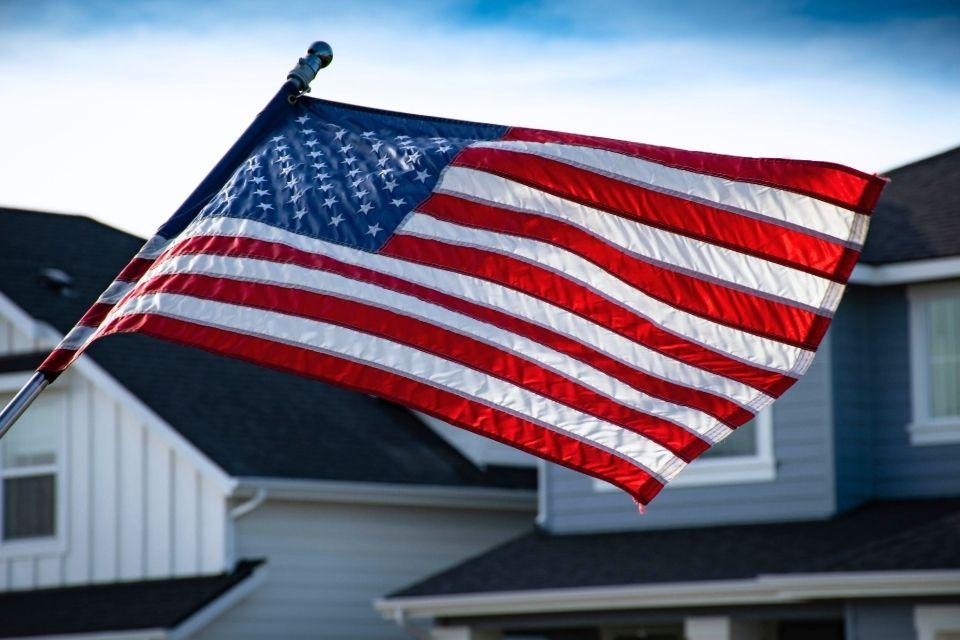 Wapperende Amerikaanse vlag, Amerika