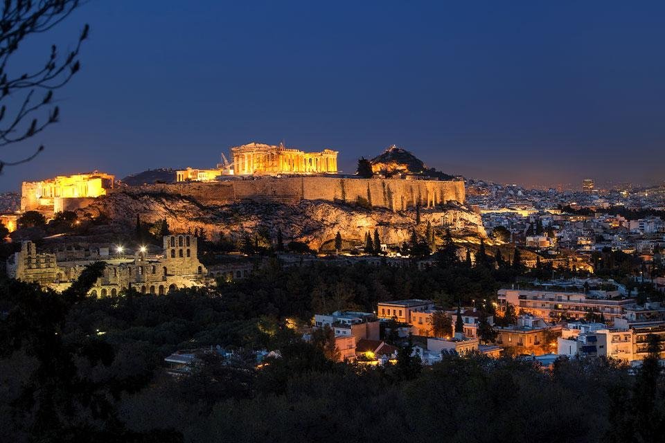 Griekenland Athene Akropolis by night