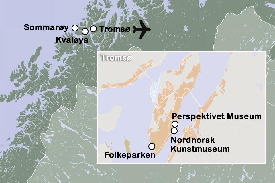 Routekaart Betzy Akersloot-Berg en de kust van Tromsø