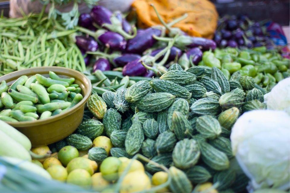 Groenten op de markt in Gondal India