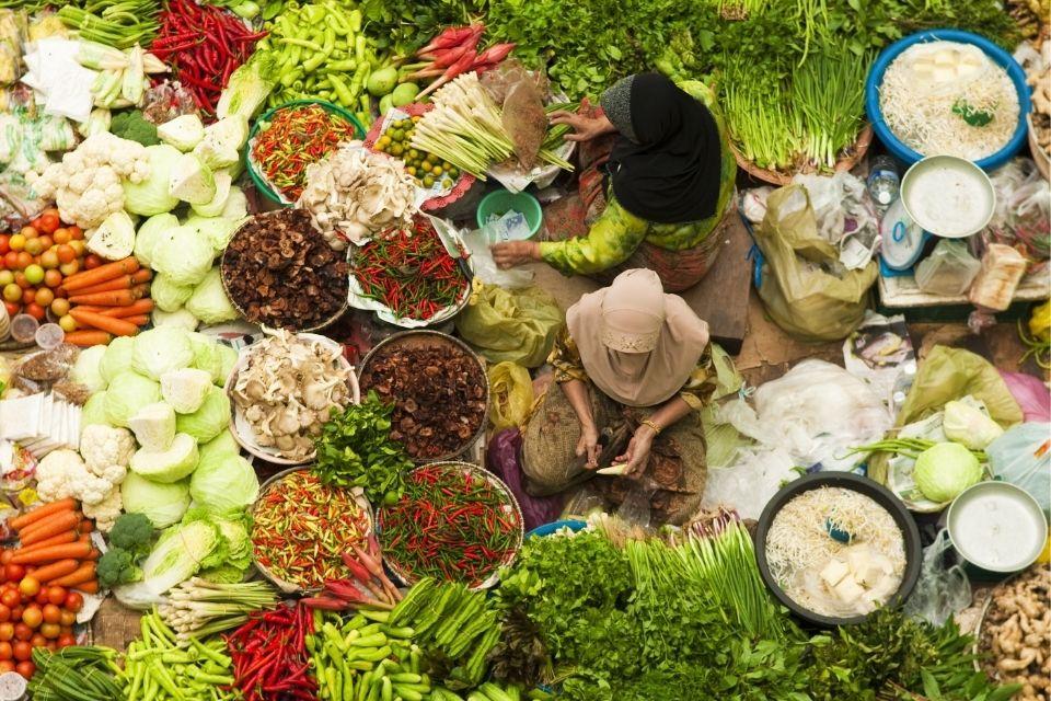 De Kota Bharu markt, Maleisië