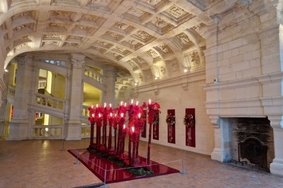 Kerstdecoratie in Chateau de Chambord, de Loire, Frankrijk