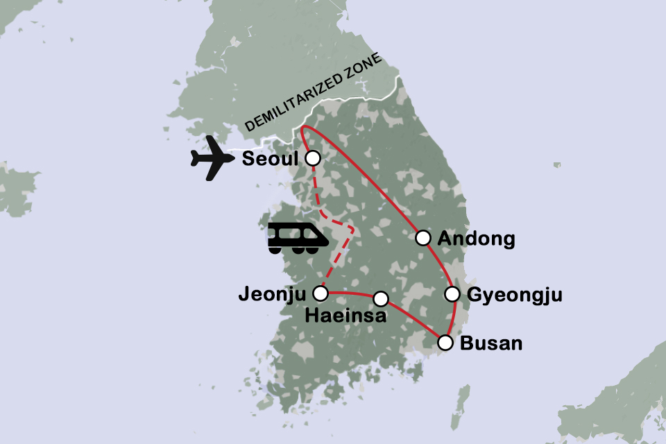 Routekaart Zuid-Korea