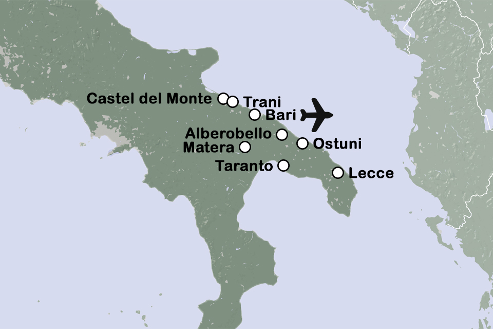 Routekaart Kerst in Zuid-Italië