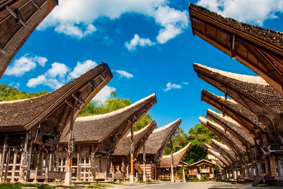 Tongkonan-huizen in Kete Kesu, Sulawesi, Indonesië