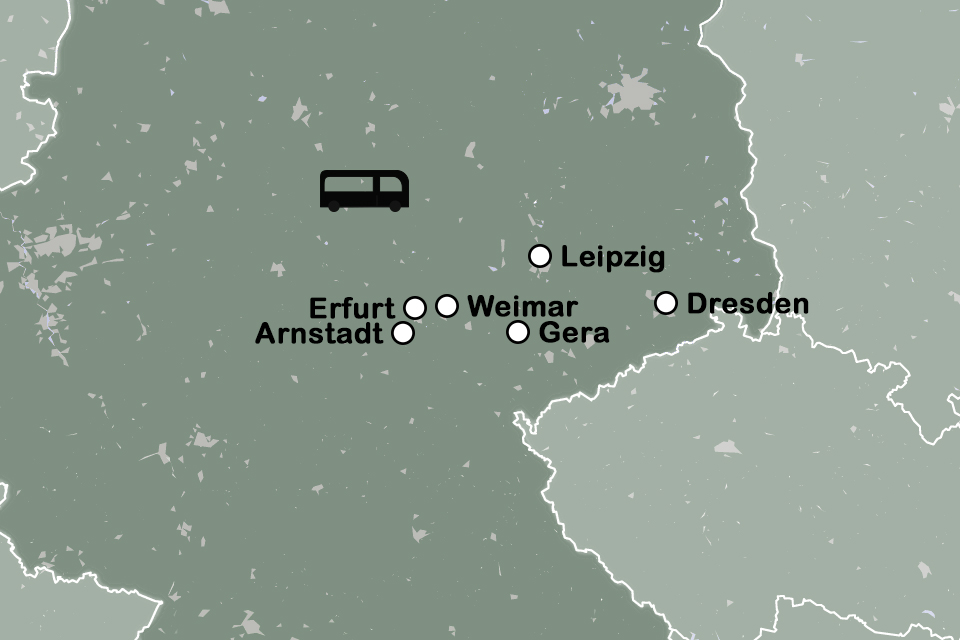 Routekaart Muziekreis Bach in Thüringen