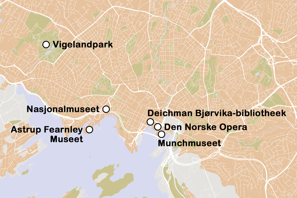 Routekaart Kunst en architectuur in Oslo