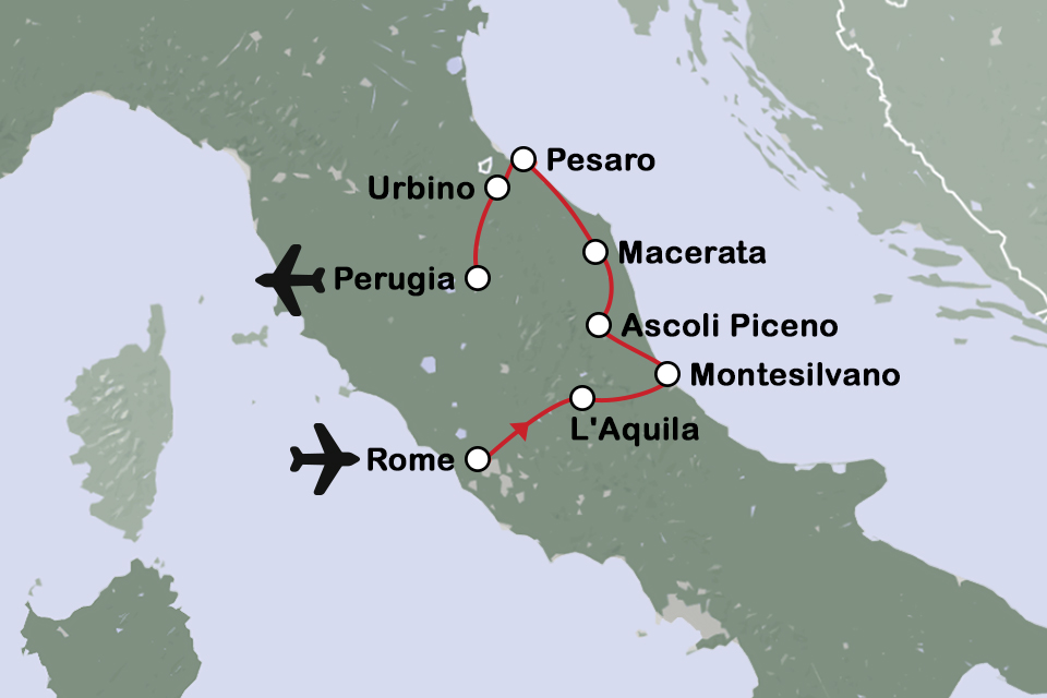 Routekaart Abruzzen en de Marken