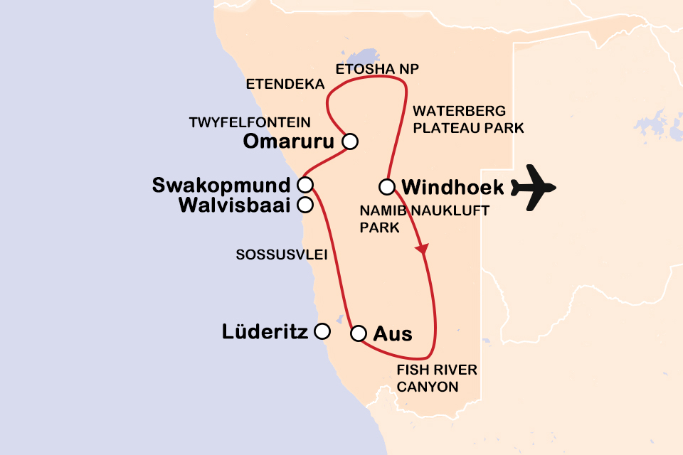Routekaart Namibië