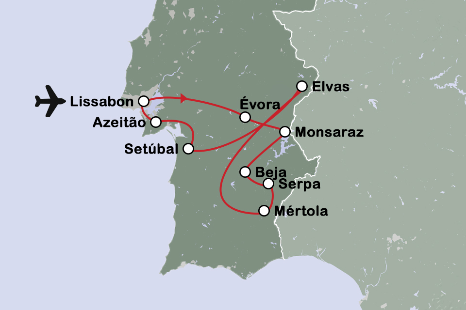 Routekaart Portugal en pousadas