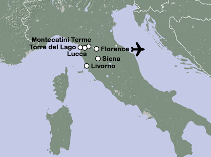 Routekaart Puccinifestival Toscane