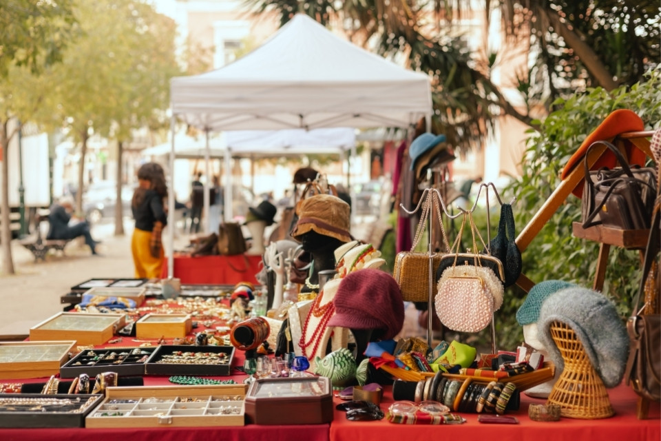 Markt in de wijk Alfama, Portugal