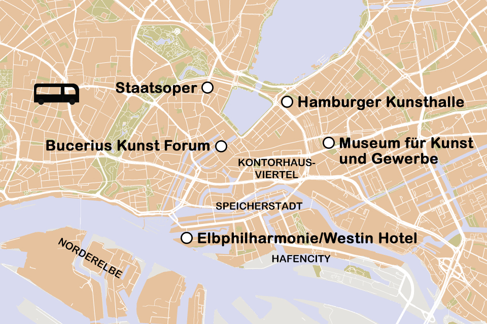 Routekaart Kerst, kunst en muziek in Hamburg