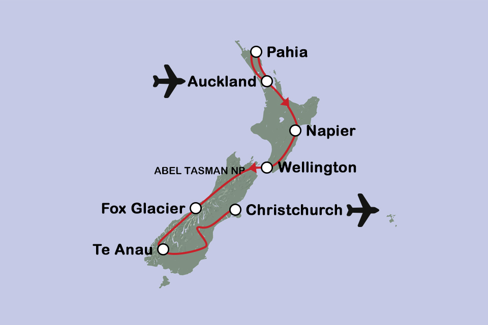 Routekaart Nieuw-Zeeland compleet