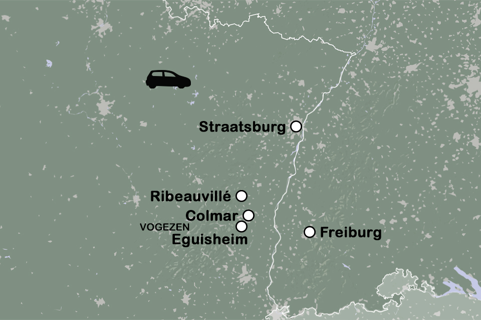 Routekaart - Elas en de Vogezen - autovakantie