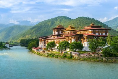 Dzong in Punakha, Bhutan Dzong in Punakha, Bhutan