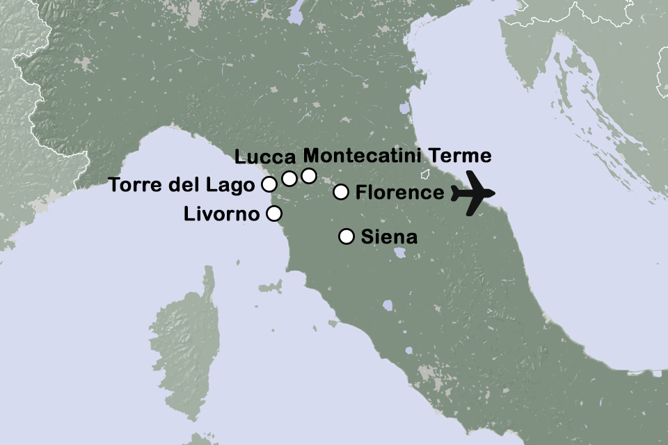 Routekaart Puccinifestival Toscane