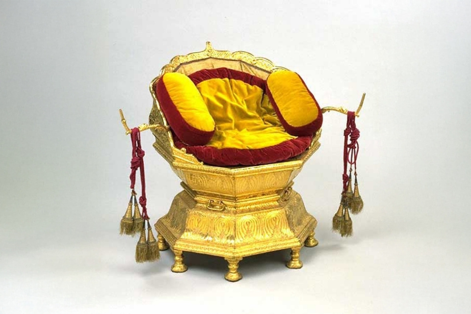 Ranjit Singh's troon in het Victoria & Albert Museum in Londen, Groot-Brittannië