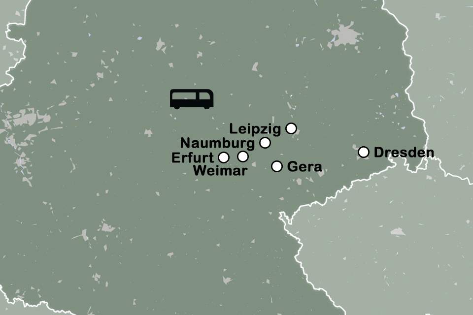 Routekaart Thüringen en Saksen