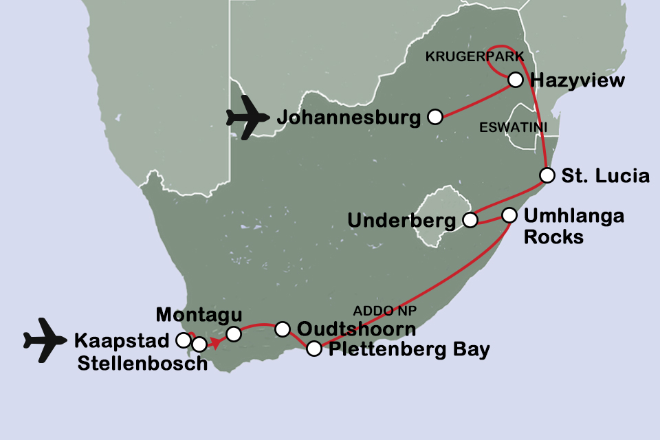 Routekaart Zuid-Afrika