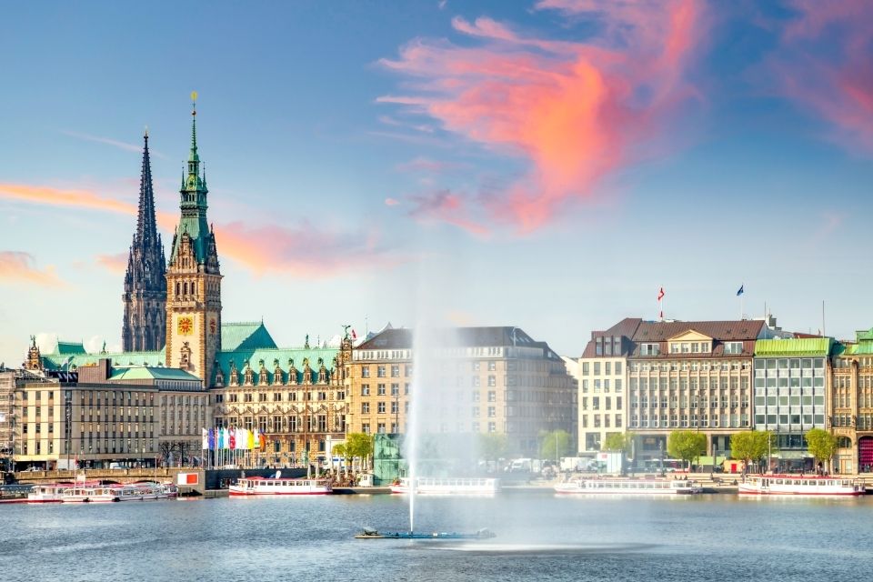 Zicht op Hamburg, Duitsland