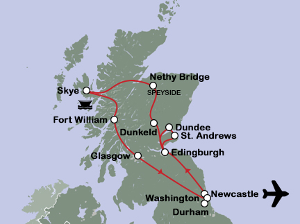 Routekaart Hoogtepunten Schotland
