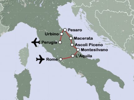 Routekaart Abruzzen en de Marken