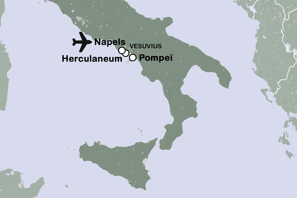 Routekaart Romeins verleden rond Napels