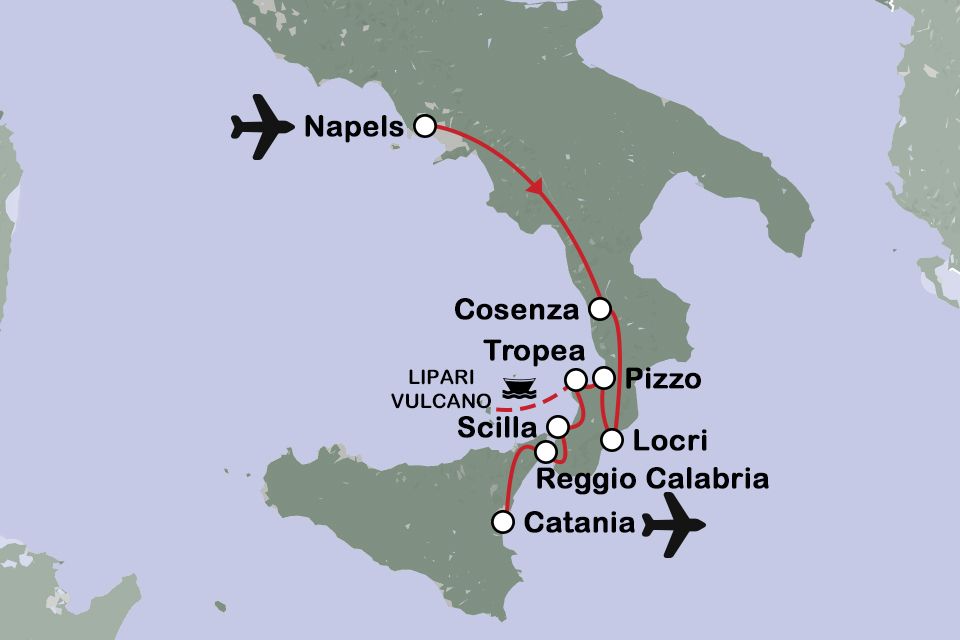 Routekaart Ongerept Calabrië