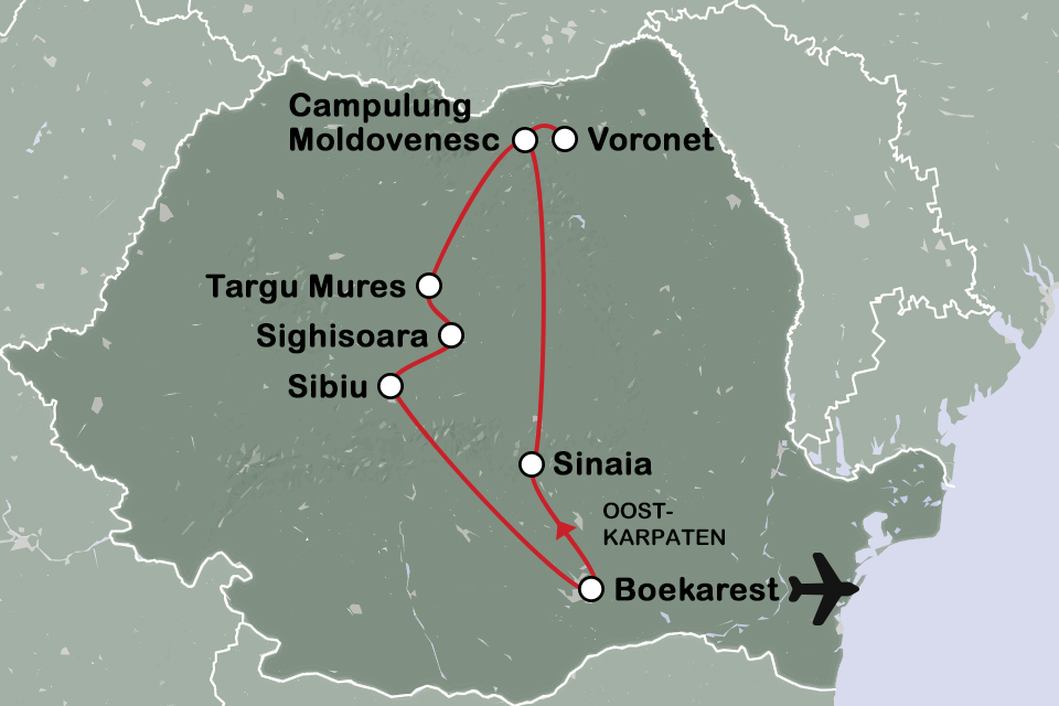 Routekaart Kleurrijk Roemenië