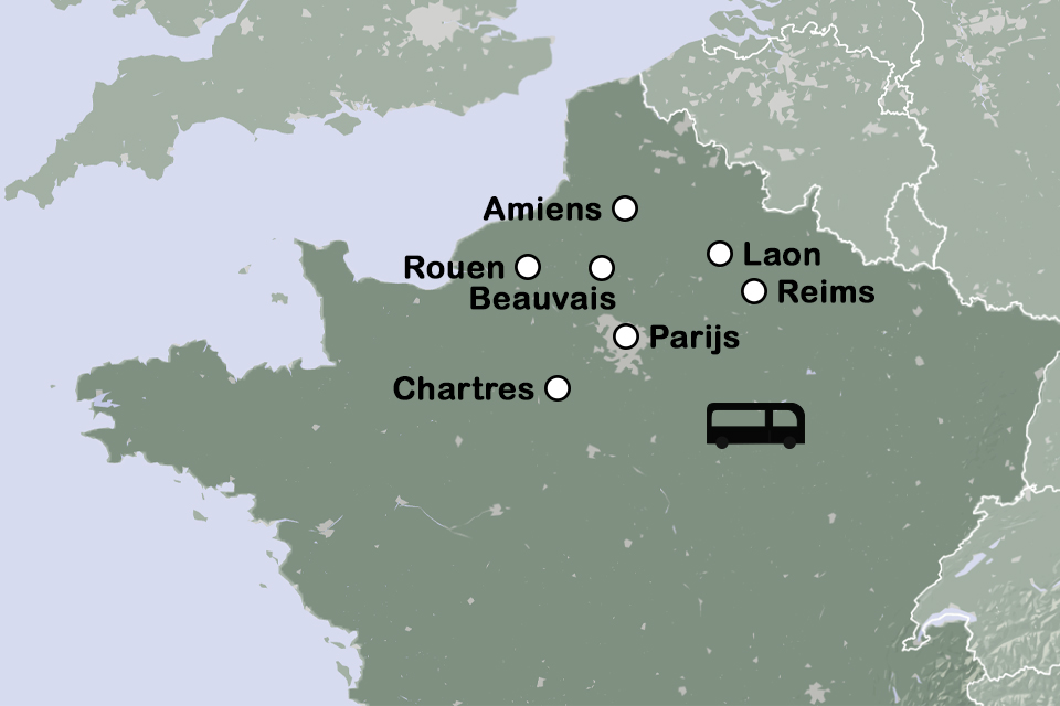 Routekaart Gotiek in Frankrijk