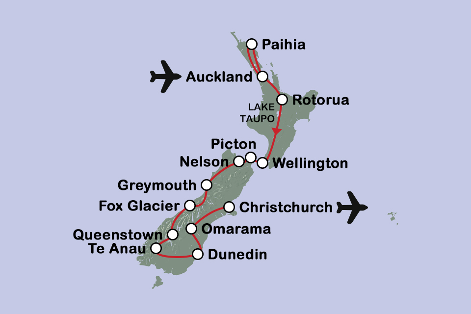 Routekaart Nieuw-Zeeland