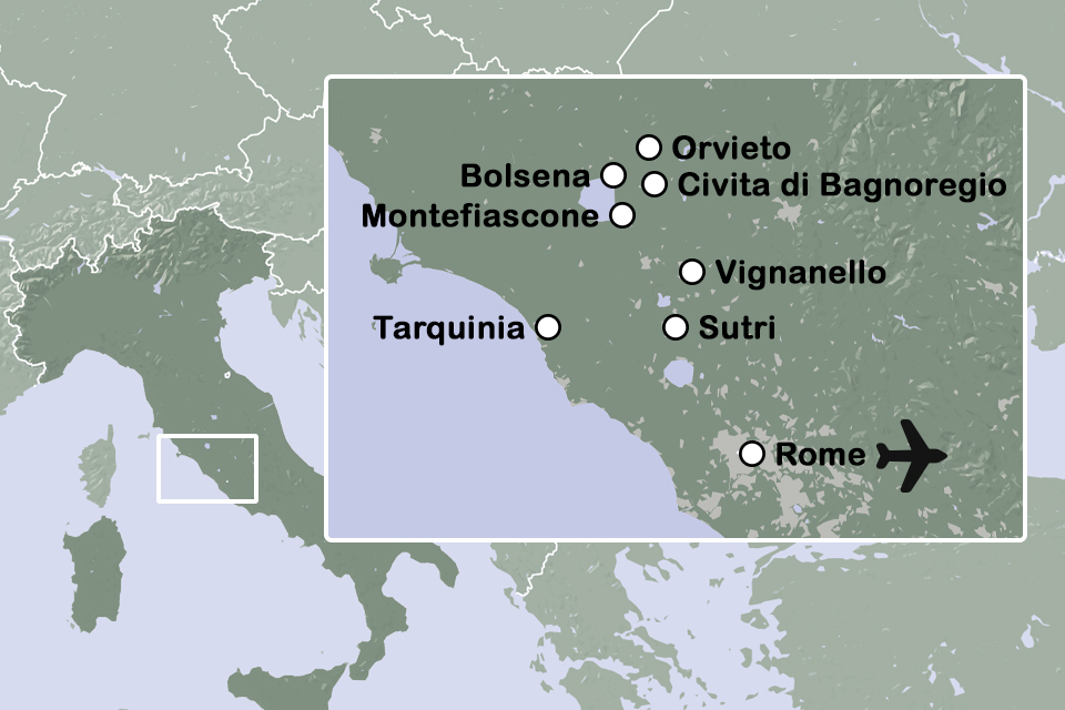 Routekaart Villa's en tuinen in la Tuscia