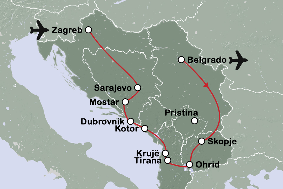 Routekaart Van Servië tot Kroatië