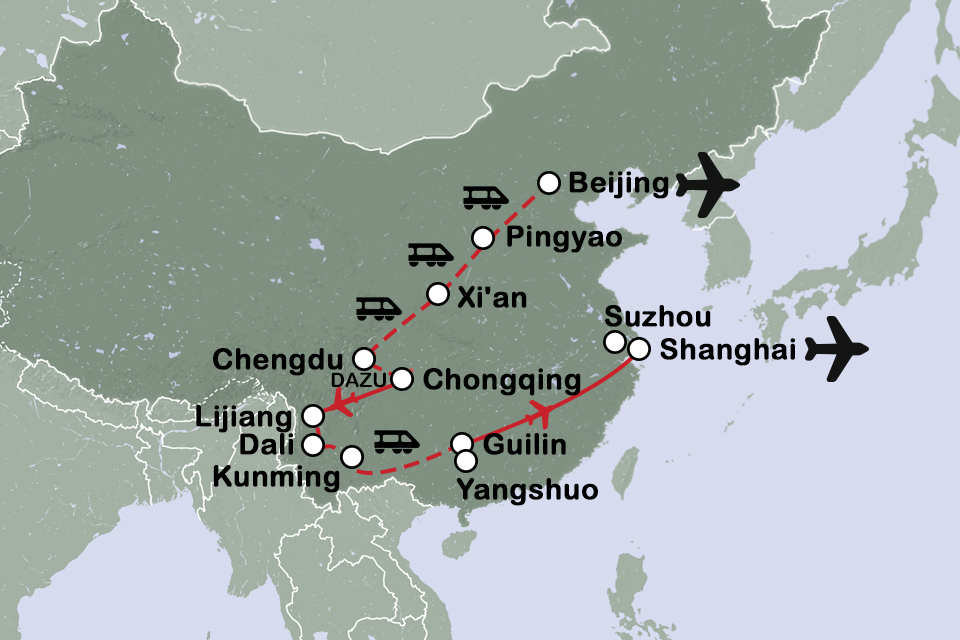 Routekaart Spectaculair China
