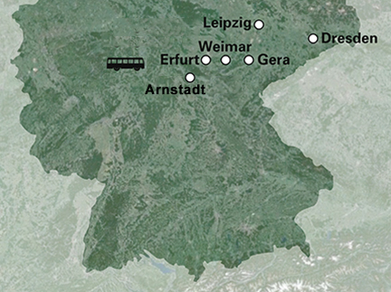 Routekaart Muziekreis Bach in Thüringen