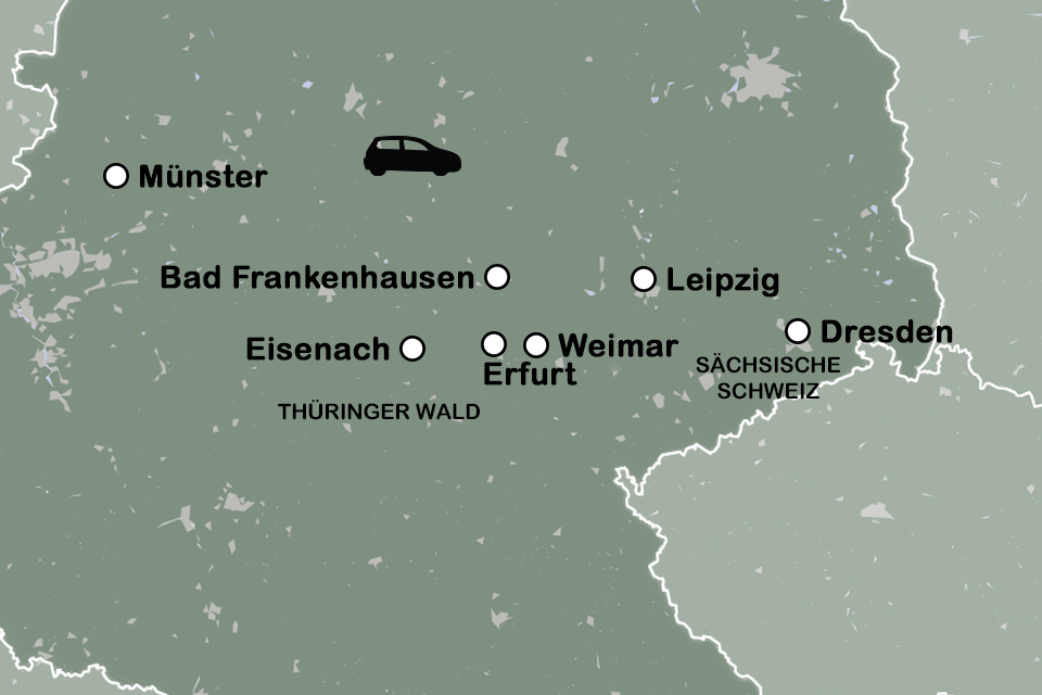Routekaart Toeren door Thüringen & Saksen - autovakantie