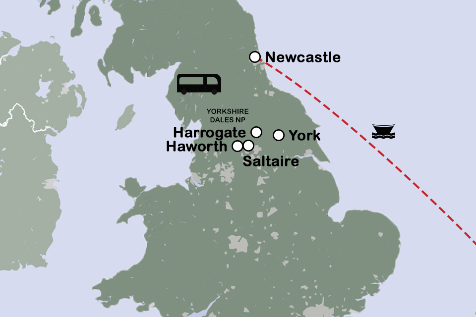 Routekaart Kerst in Yorkshire