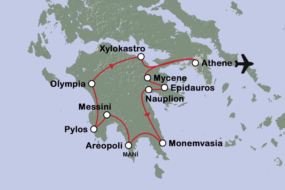 Routekaart Schatten van de Peloponnesos