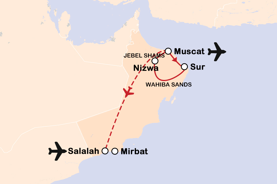 Routekaart Sprookjesachtig Oman